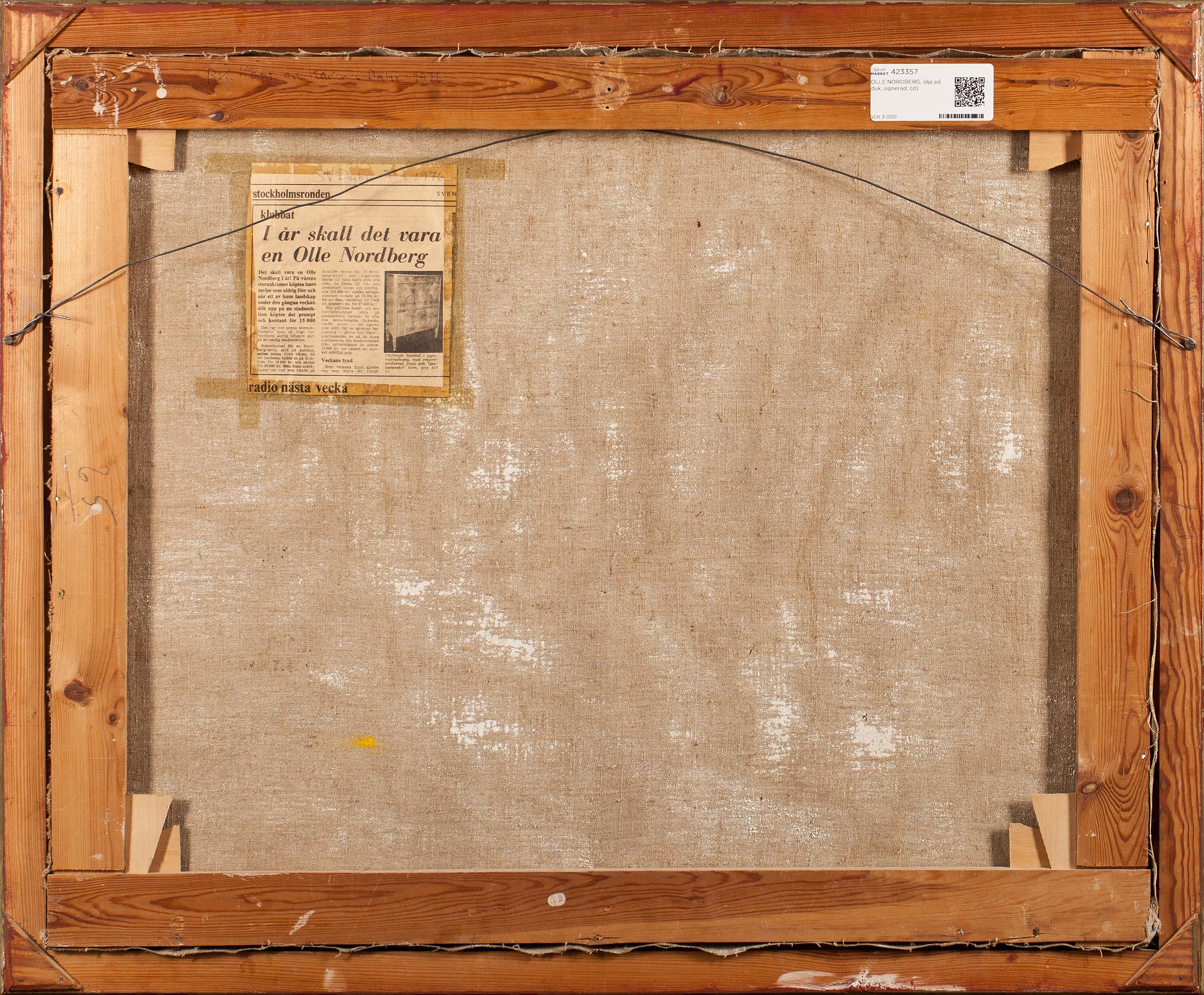 OLLE NORDBERG, olja på duk, signerad.