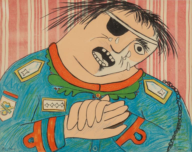 ENRICO BAJ, färglitografi, 1965, signerad 82/100.