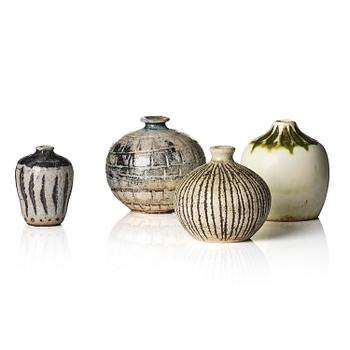 119. Anders Bruno Liljefors, a set of three stoneware vases, Gustavsberg Studio, 1940s-50s.
