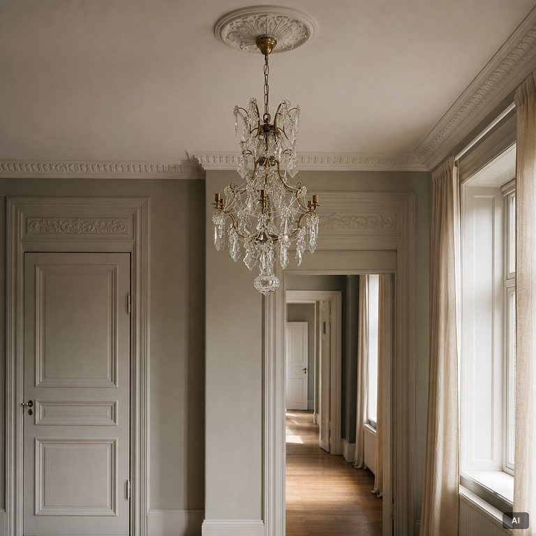 A Rococo style chandelier, 19th century.