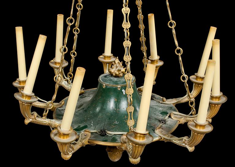 TAKLAMPA, empirestil, 1900-tal. Höjd ca 92 cm.