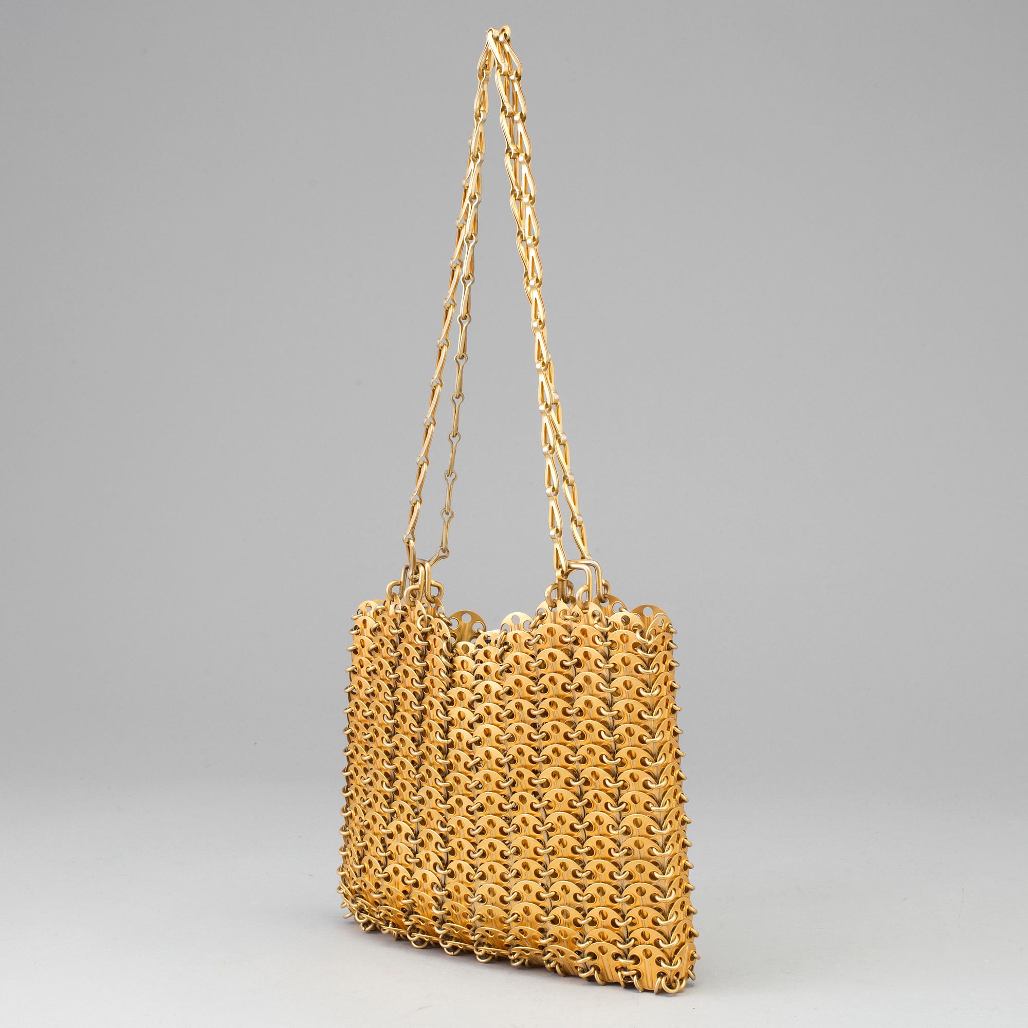 Gilded metal handbag for Paco Rabanne, 1960's.