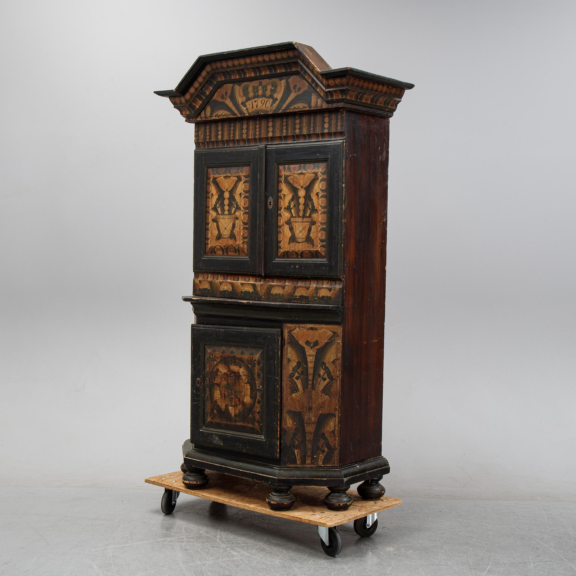 A painted cabinet, Dalarna, Sweden, dated 1790.
