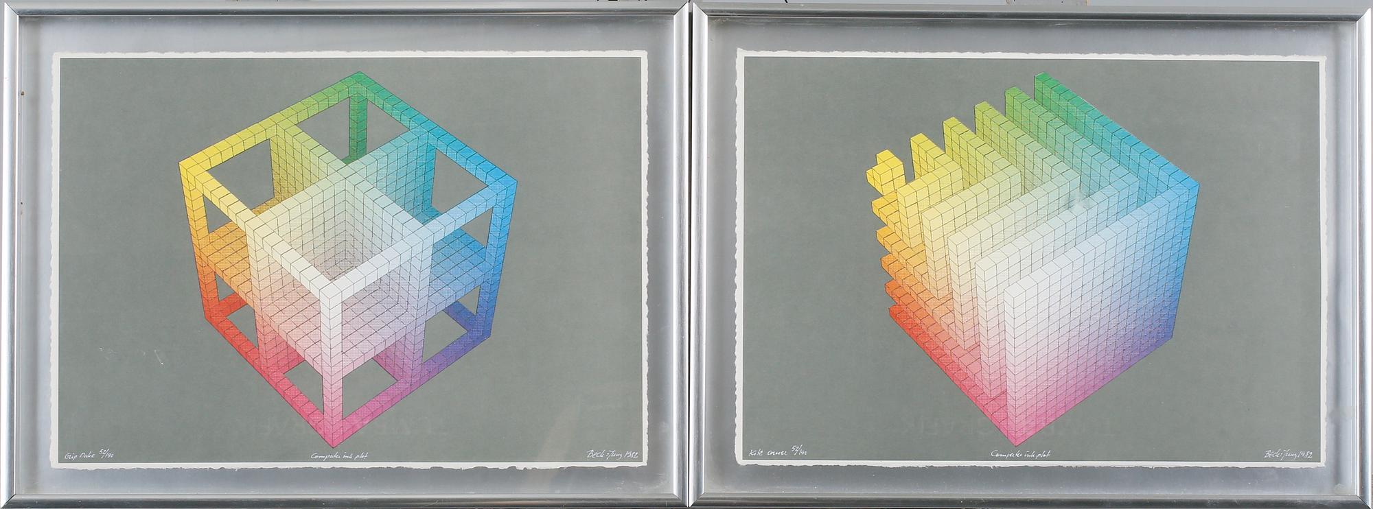 BECK & JUNG, grafiska blad, 2 st, signerade, numrerade 52/190 och daterade 1982.