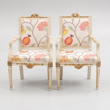 A pair of Gustavian chairs from western Sweden, late 18th century.