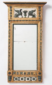 A late Gustavian giltwood and gesso mirror by G. Lindberg (master in Stockholm 1791-1804).