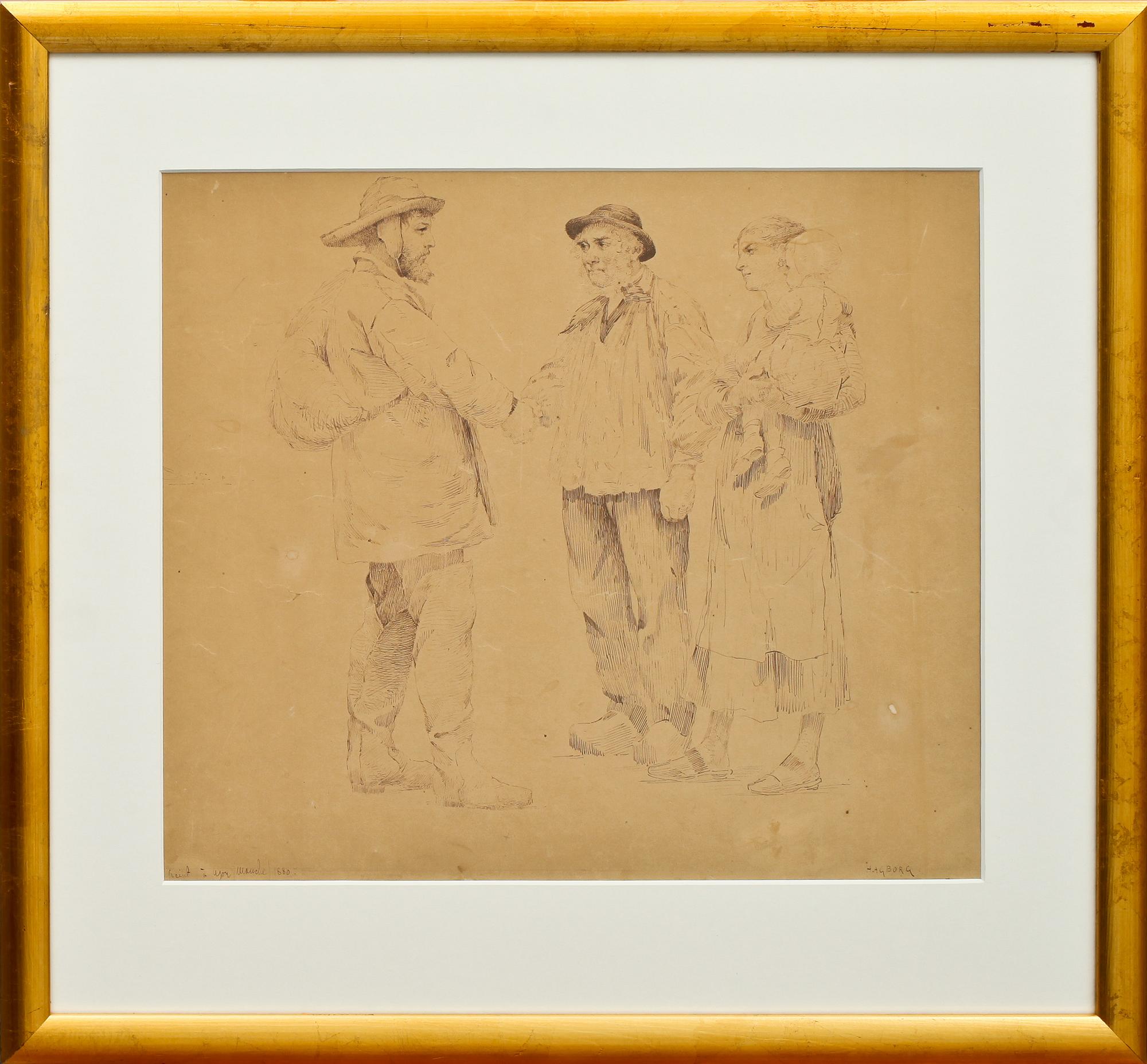 AUGUST HAGBORG, tusch, sign o dat 1880.