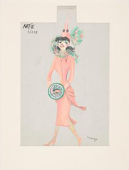 MAX GOLDSTEIN, kostymteckningar, 8 st, sign o bl a dat 1953,1970 o 1962.