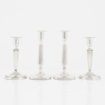 2+2 Swedish Silver Candlesticks, Tore Eldh, Ceson, Gothenburg 1972 and GAB, Stockholm 1960.