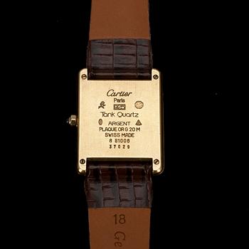 DAMARMBANDSUR, Cartier Tank, kullattua hopeaa. 1900-luvun loppupuoli.