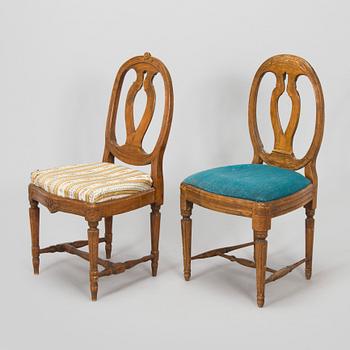 Eight late 18th century gustavian chairs, so called medallion model.