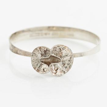 Theresia Hvorslev, bracelet, ring, pendant, earrings, 1 pair, sterling silver, chain, silver, Lidköping 1977, 1976, 1978 and 1973.