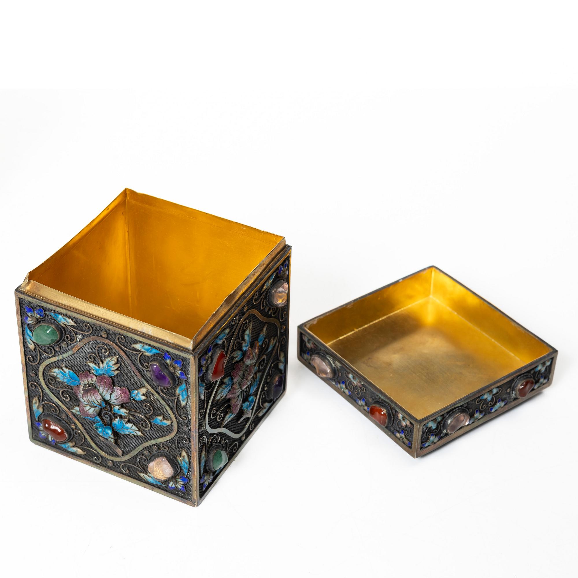 Three enamel and silver boxes, Tibet, first half of the 20th century.