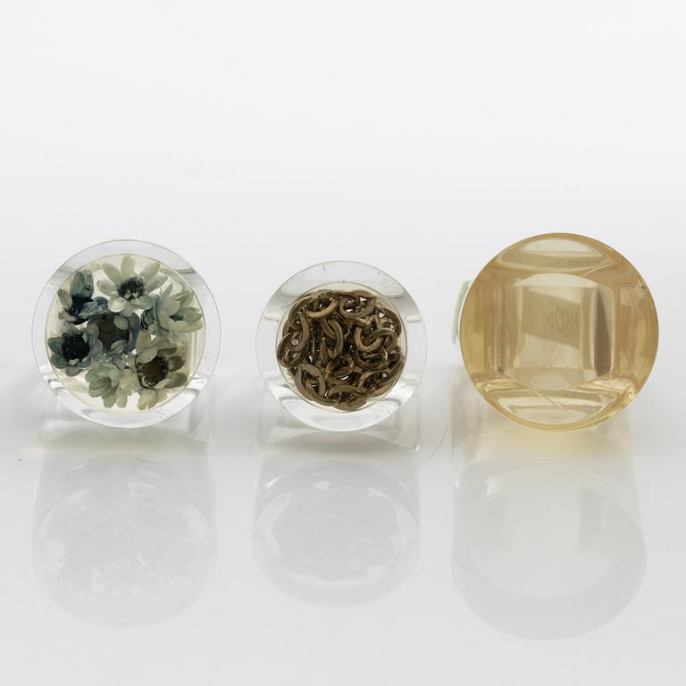 Siv Lagerström, three acrylic rings, 1970s.