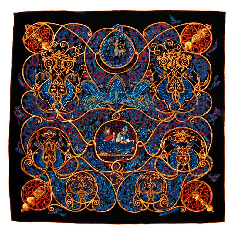 HERMÈS, a cashmere and silk shawl, "La Charmante aux Animaux".