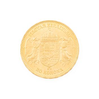 Gold coin, Hungary, 20 Korona, 1898.