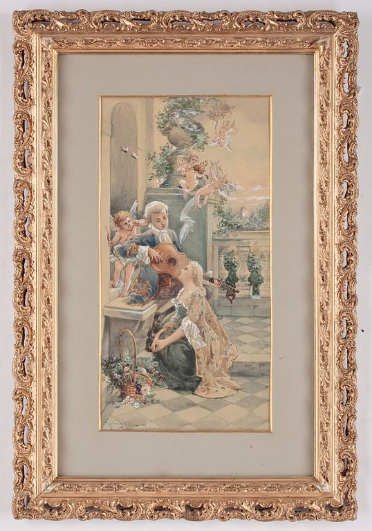 JOHNNY MILLAR, kopia efter Julius Kronberg, blandteknik, signerad och daterad 1898.