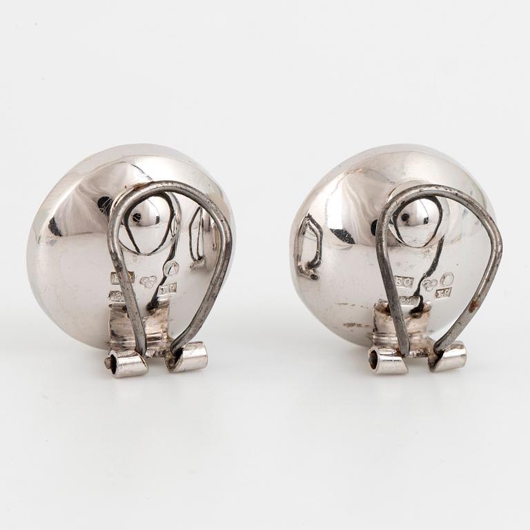 18K white gold mabe pearl earrings.