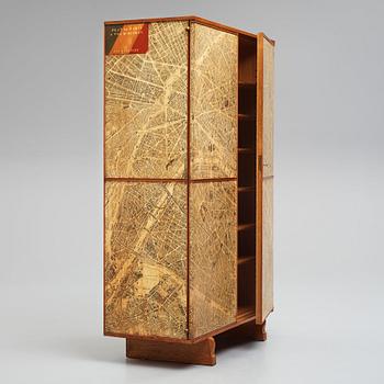 Josef Frank, a cabinet covered with Georges Peltier's 'Plan de Paris à vol d'oiseau', Svenskt Tenn, Stockholm, ca 1937-1943.