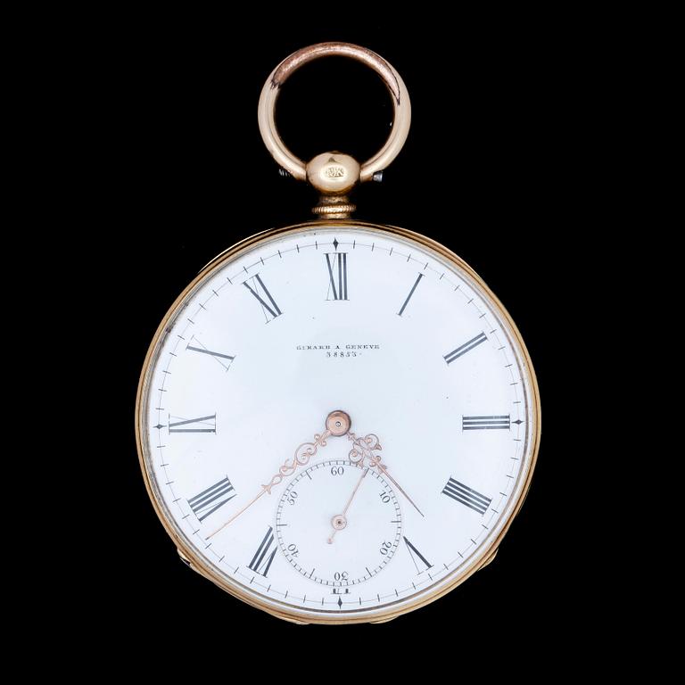 HERRFICKUR, 18k guld, urtavla o ur märkt Girard a Geneve. 1900-talets första hälft. Tot vikt 71g.