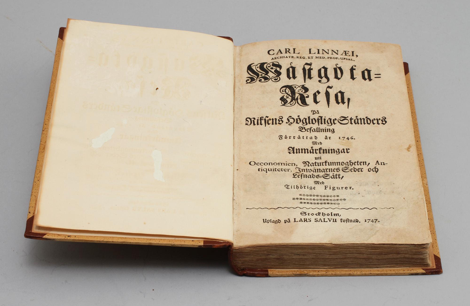 BOK, "Carl Linnaei Wästgöta resa", Stockholm 1747.
