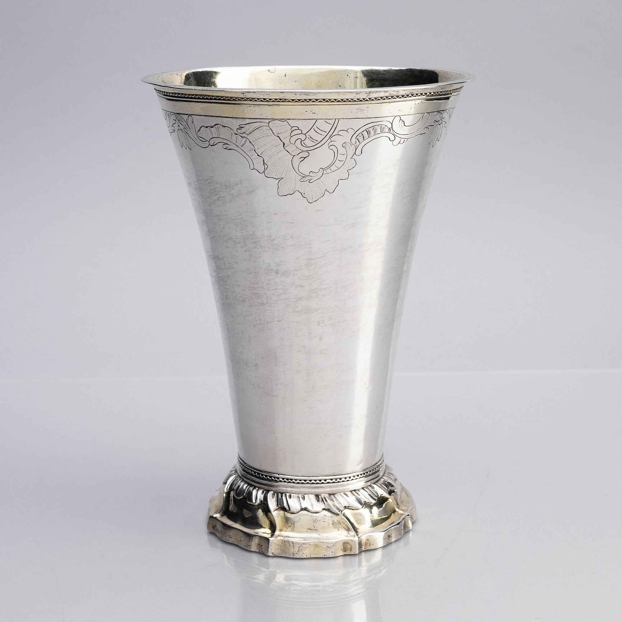 A Swedish parcel-gilt silver beaker, mark of Henrik Christoffer Klint the elder, Stockholm, Sweden 1765.