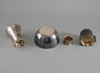 PARTI SILVER, 4 delar, bl a Sverige och Ryssland, 1900-talets början, vikt 403 g.