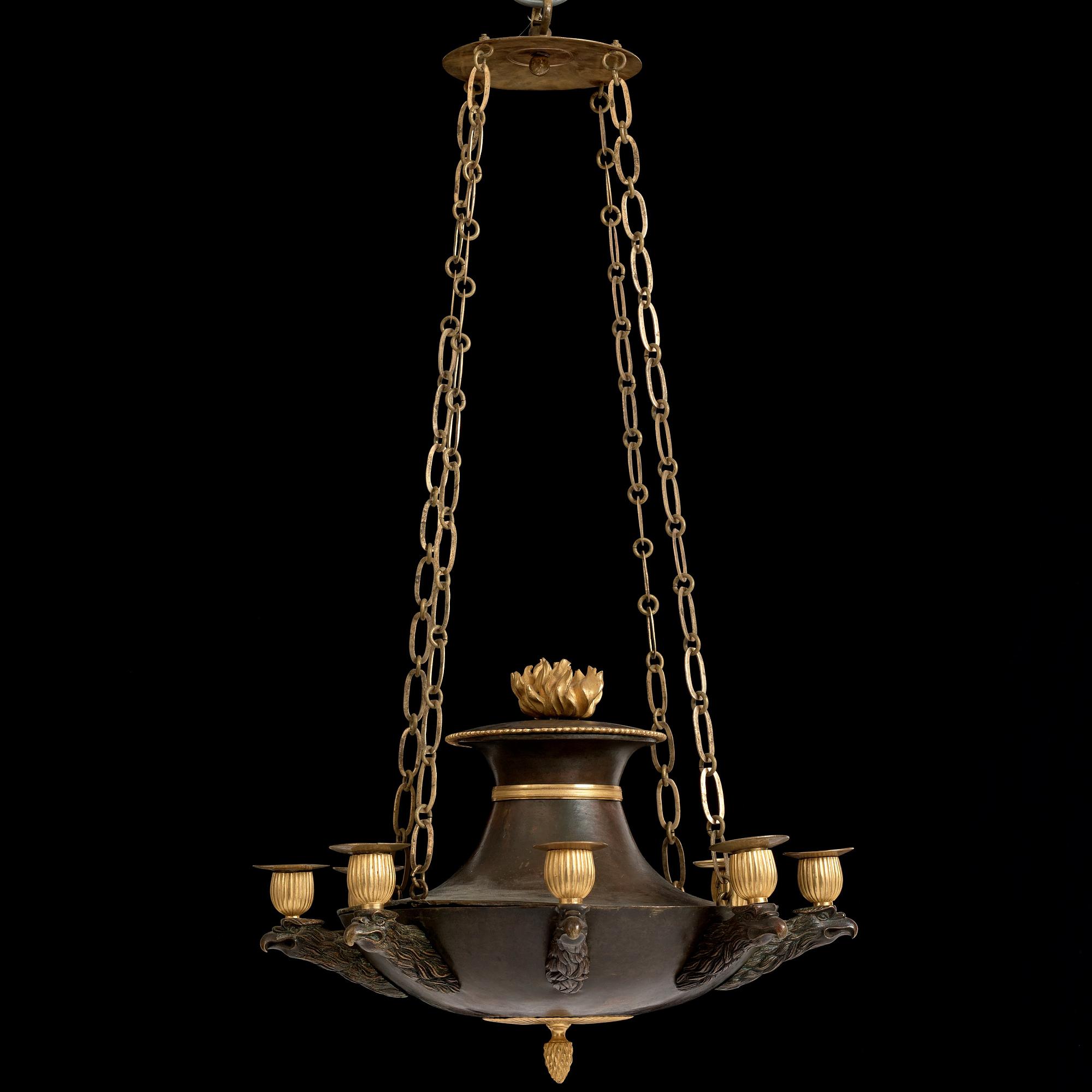 A Swedish Empire 19th century eight-light hanging-lamp.