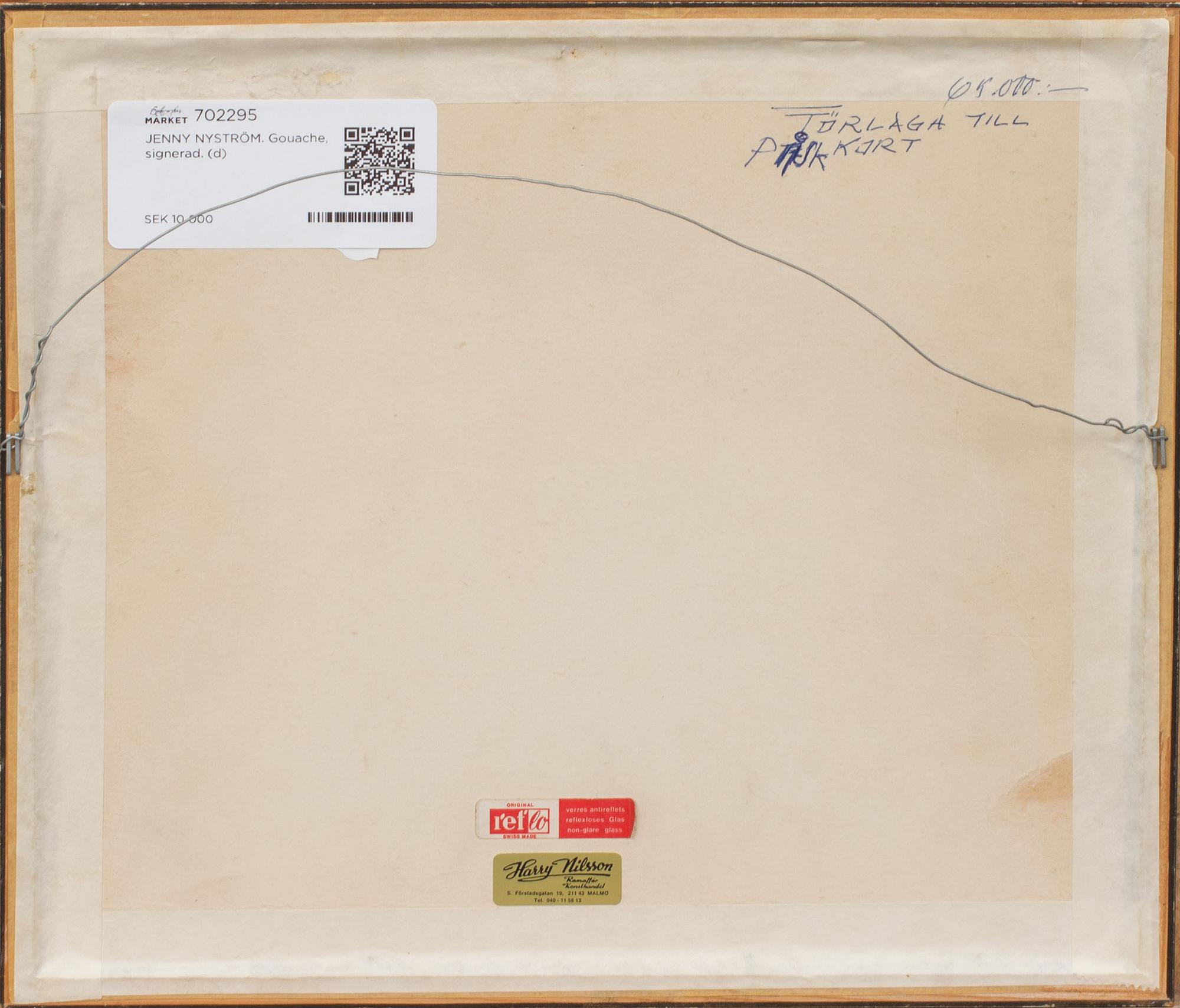 JENNY NYSTRÖM. Gouache, signerad.