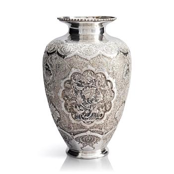 345. A Persian silver vase, late Qajar dynasty around 1910.