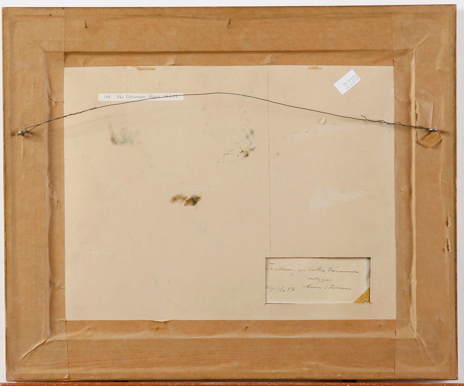 GÖRANSSON, ÅKE, blyertsteckning, tillskriven med intyg á tergo.