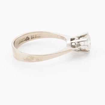 Ring, solitaire ring, 18K white gold with a brilliant-cut diamond approximately 1 ct.