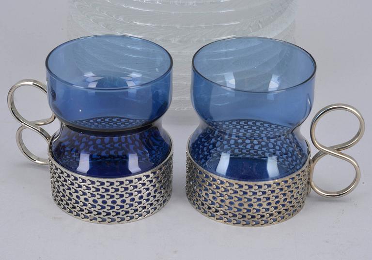 GLÖGGLAS, 24 st, TALLRIKAR, 17 st, glas "Tsaikka", Timo Sarpaneva, Iittala, 1900-talets senare hälft.