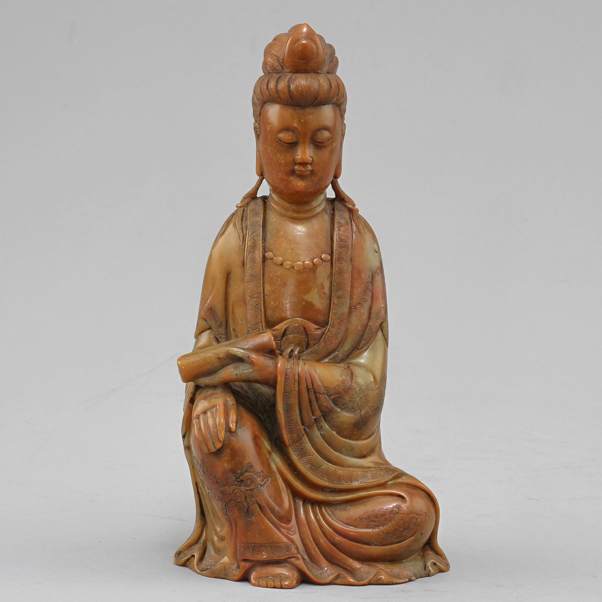 FIGURIN, soapstone, orientalisk, 1900-tal.
