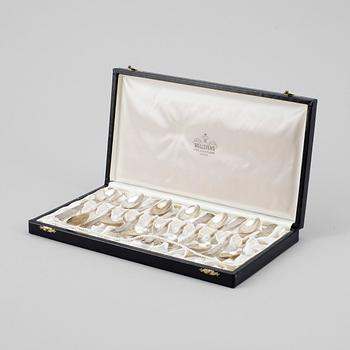 TESKEDAR, 12 st, silver "Rosenholm", GAB, Stockholm, 1900-talets andra hälft, vikt ca 197g.