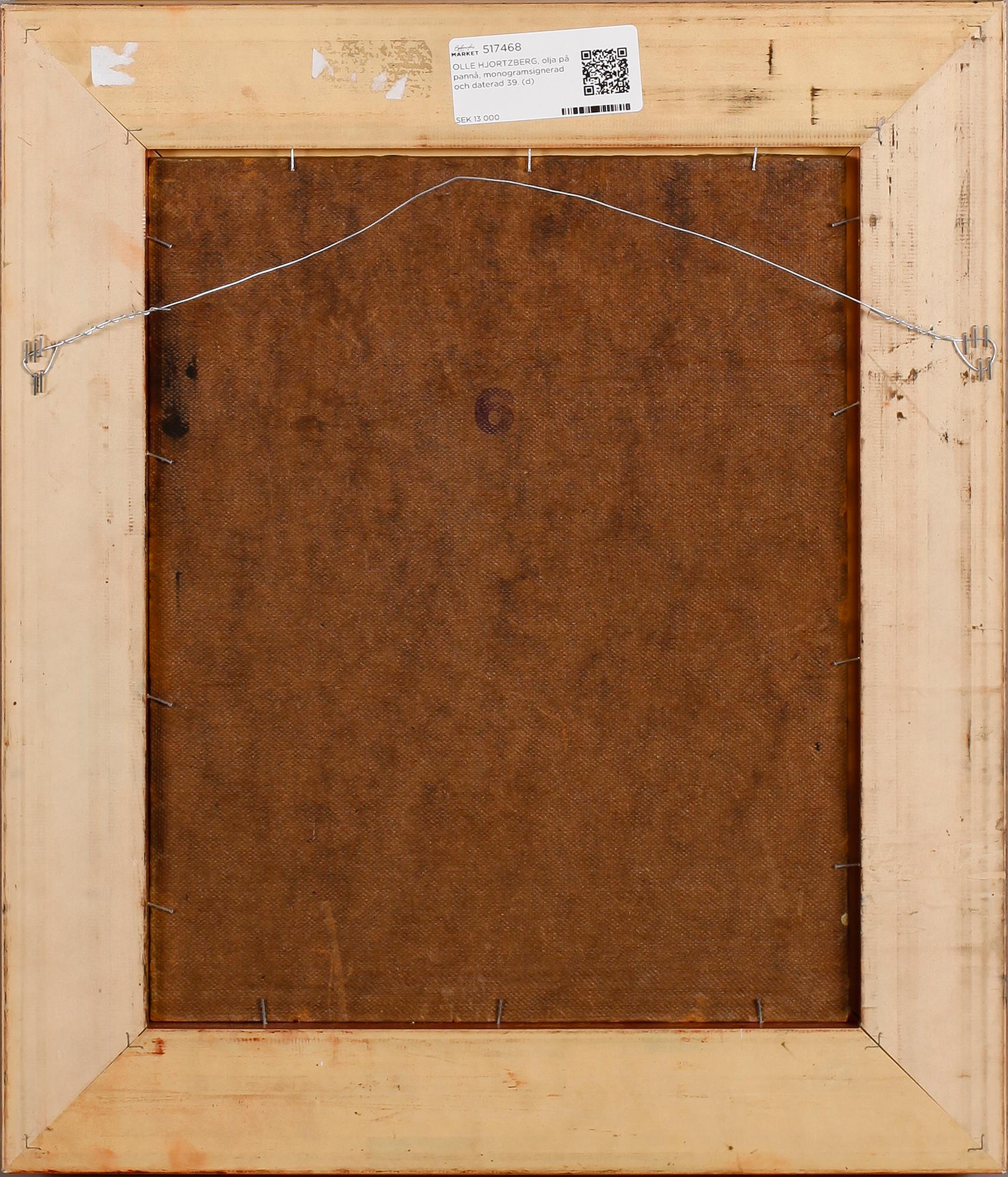 OLLE HJORTZBERG, olja på pannå, monogramsignerad och daterad 39.