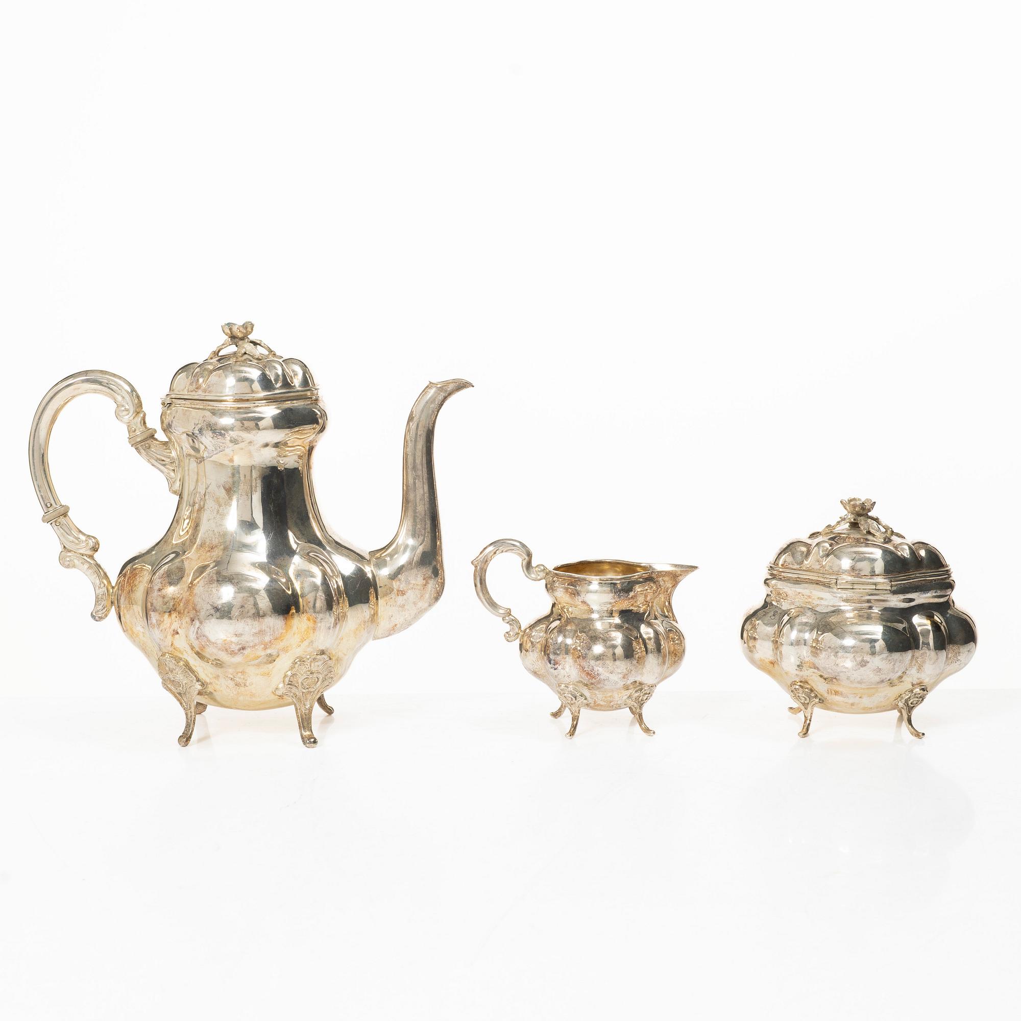 A German 20th century silver coffee set, three pieces.