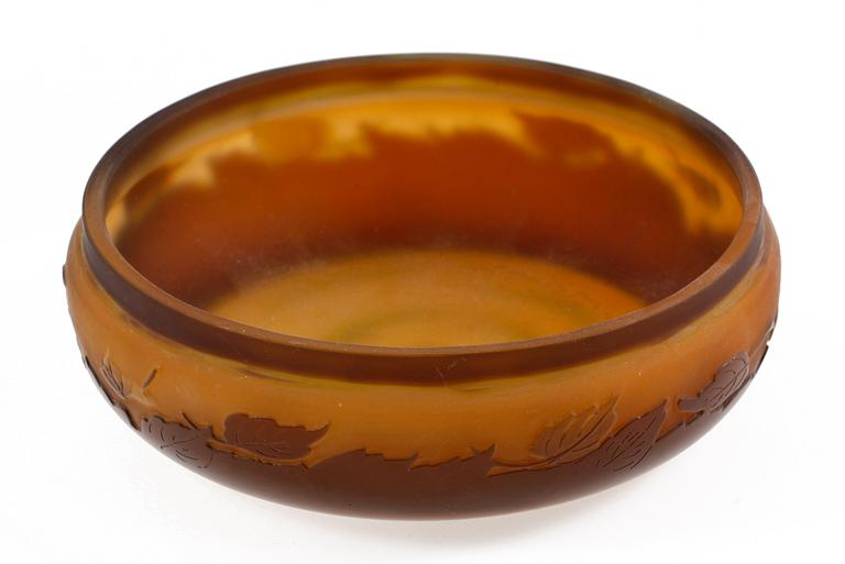 SKÅL, glas, överfång, Gallé Nancy. 1900-talets början.