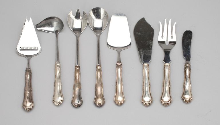 BESTICK, 8 st, silver, Chippendale, finska stämplar, 1900-talets senare hälft. Vikt 516 g.