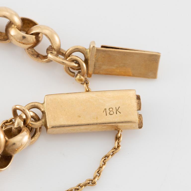 Necklace, 18K gold, graduated pea link.