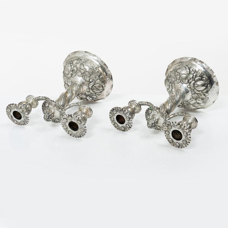 Kandelabrar, ett par, silver, barockstil, Tyskland 1900-tal.