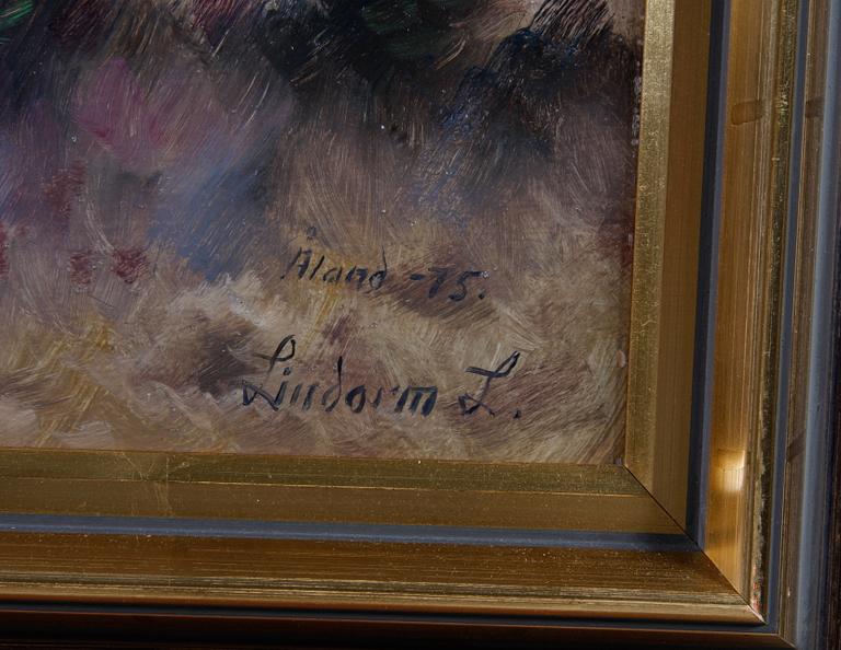 LILJEFORS, LINDORM. Olja på pannå, sign o dat Åland - 75.