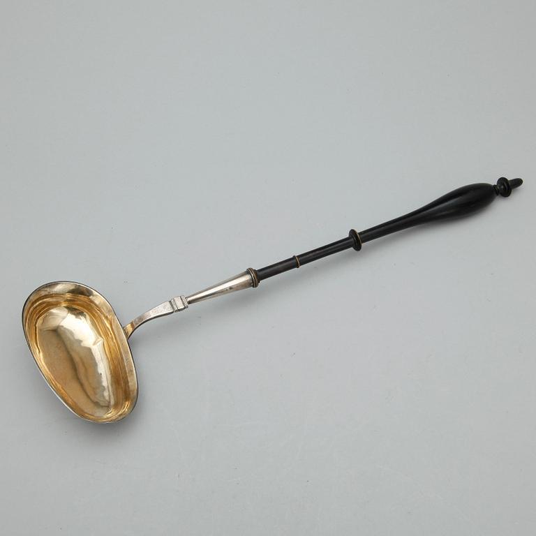 SOPPSLEV, silver, träskaft, B. Erlandsson, Kristianstad 1886.