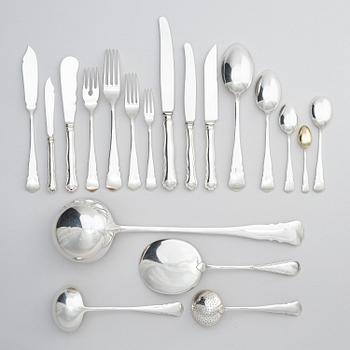 A Swedish 156 piece silver table-cutlery with wood box, mark of company Nordiska Kompaniet, Stockholm 1917.