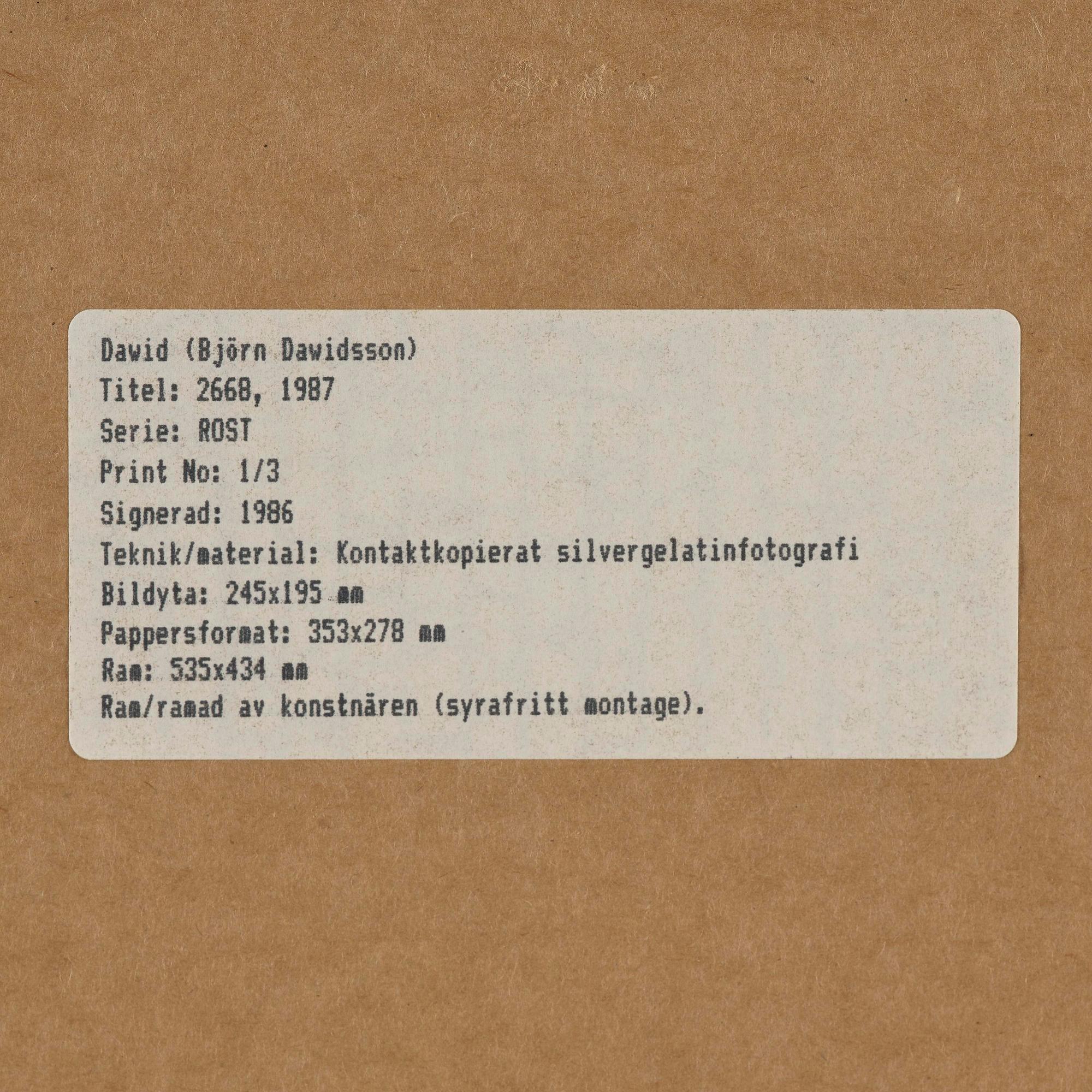 Dawid (Björn Dawidsson), "2668, 1987".