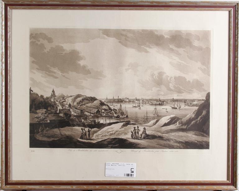 GRAVYRER, 2 st, varav en efter Martin. 1800-tal.