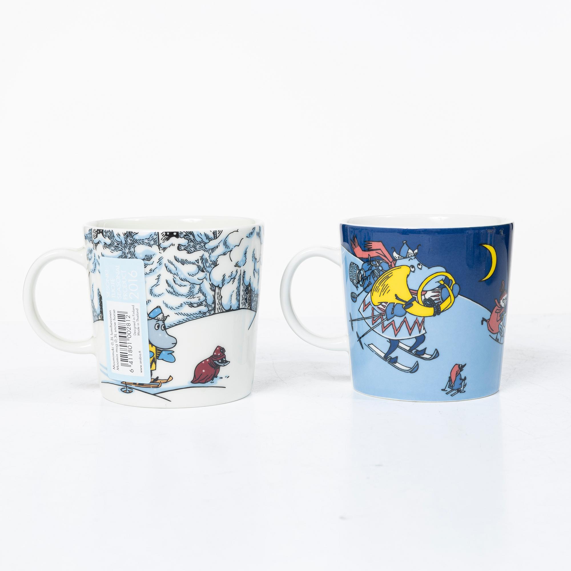 Arabia, ten Moomin mugs, Finland, 2002-2013.