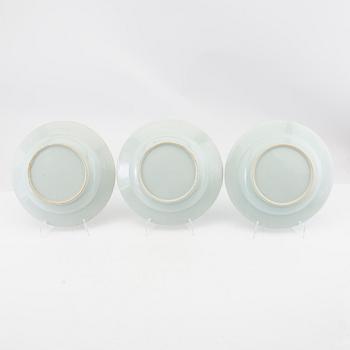 Djupa tallrikar 3 st Kina 1700-tal porslin.