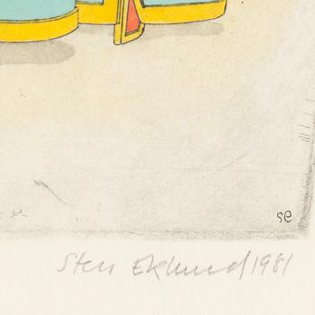 STEN EKLUND, etching, hand coloured, 1981, signed 12/30.