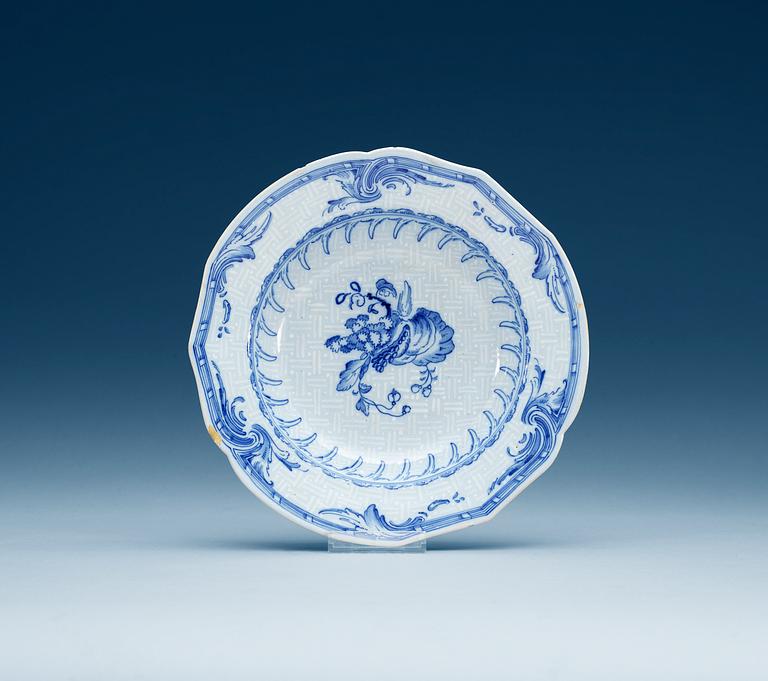 A set of three Swedish Rörstrand faience soup dishes, 1750's.